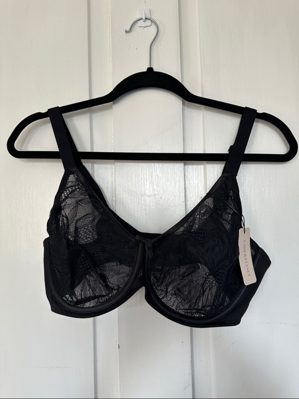 Understance Nora Flexwire Sheer Black Lace Underwire Bra with Supportive Design